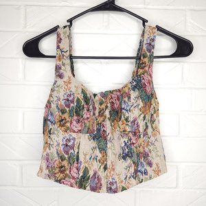 Wild Fable Floral Jacquard Tapestry Bustier Corset Crop Top Fairycore Cottage XS